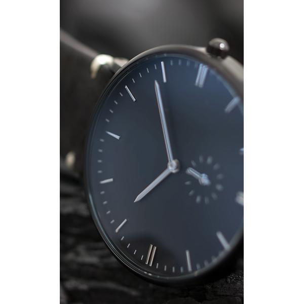 All black color genuine leather strap high quality mens watch 42mm diameter