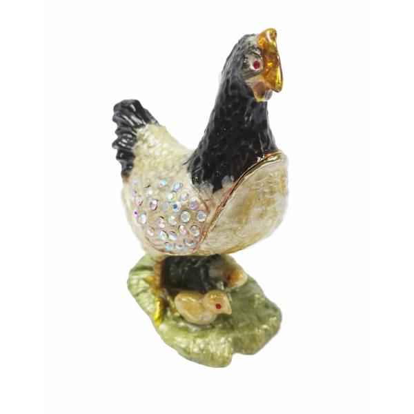 Unique hen jewelry box metal jewelry trinket box hen jewelry box