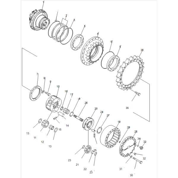 Экскаватор путевой двигатель Assy для Komatsu Pc200-7 Финальный привод Assy 20Y-27-00301 20Y-27-00300