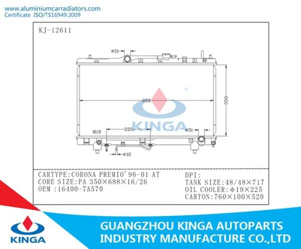 Corona Premio 1996-2001 16400-7A570 Aluminum Water Radiator ISO Certification