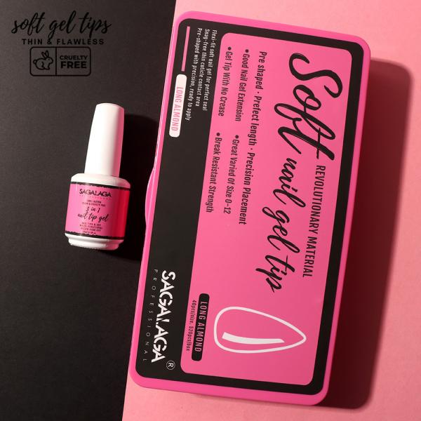 SAGALAGA XS Size Soft Gel Nail Tips in Pink Nail Box for Professional Salon Medium Short Almond Square Extensions