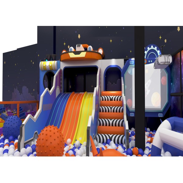 Interstellar Space Theme Indoor Playground with Multi Level Obstacle Course Digital Interactive