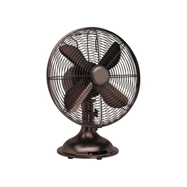 90 Degree Oscilating 12 Retro Table Fan 3 Speed 4 Blade Brushed Nickel CE GS