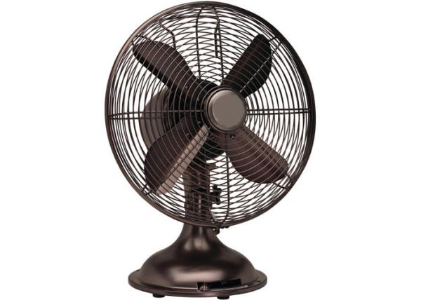 90 Degree Oscilating 12 Retro Table Fan 3 Speed 4 Blade Brushed Nickel CE GS