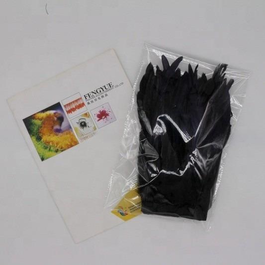 Decoração de festa Galo preto Coque Fringe de penas Trim com fita de fita de cetim Tintado 10-12 polegadas