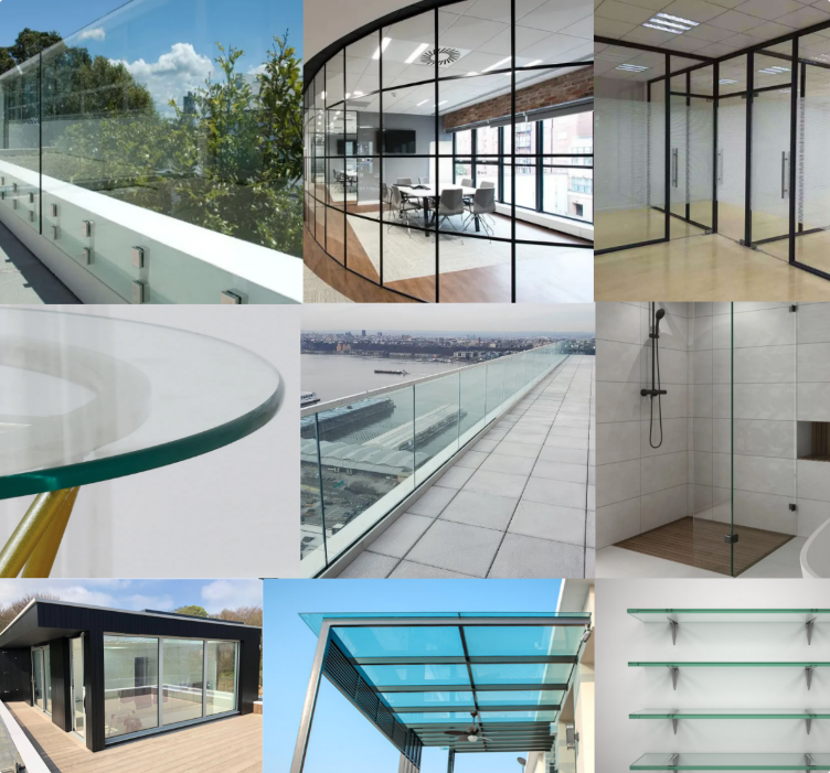 Cut To Size 8mm 10mm 12mm EGS Tempered Reinforced Glass Glazing For Windows Doors Railings And Table Tops