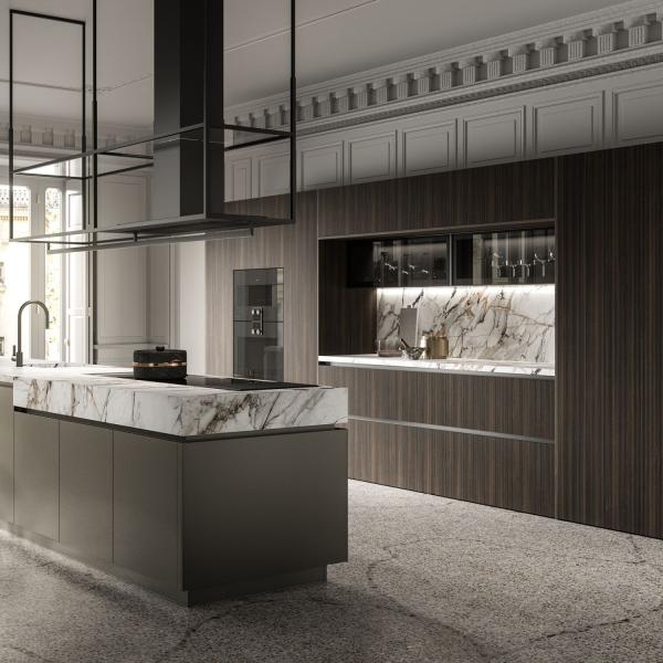 Villa Project Standard Full Wood Veneer Cuisine Luxury Smart Solid Wood Kitchen Cabinet For Contractors