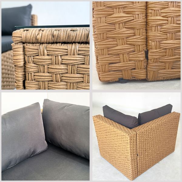 Factory Direct Sales Rattan Corner Sofas 5 Pieces Set Corner Ottoman Storage Table Patio Furniture Garden Set Outdoor Furniture