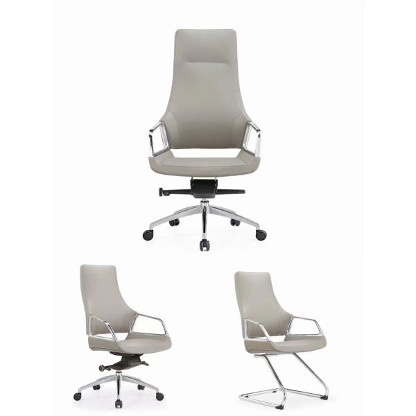 Captains PU Leather Office Chair High Back Aluminium Leg