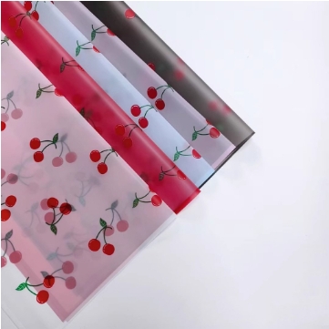 56*56cm Cherry Matte Waterproof Floral Wrapping Paper with Translucent Korean Design