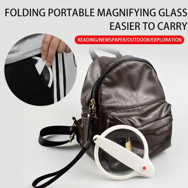 Amazon 90mm Foldable Handheld 3X+6X Optical PMMA Instruments Magnifying Glass