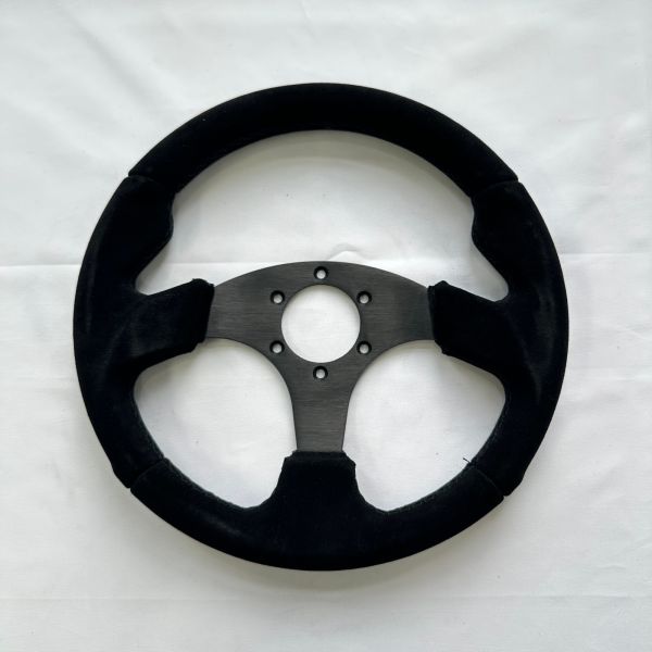 320mm Flat Bottom Lightweight Steering Wheel Black Suede For Drift & Racing Cars