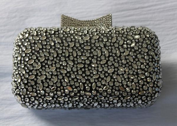 Women Black Beaded Rhinestone Evening Bags Sparkly For Webbing Party