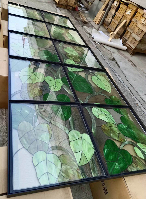 Custom Design Stained Glass Colored Art Decoration Glass Insulated Glass Ceiling