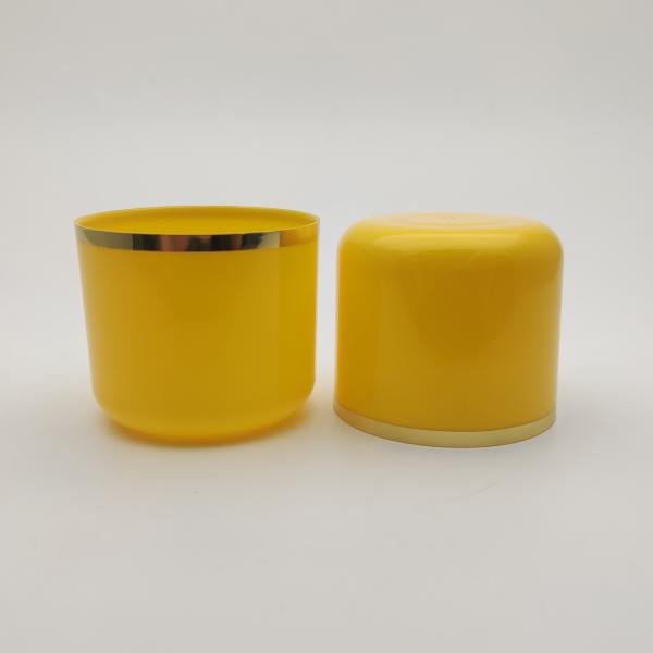 28mm Yellow Double Wall Cap , Hot Stamping Plastic Bottle Cover
