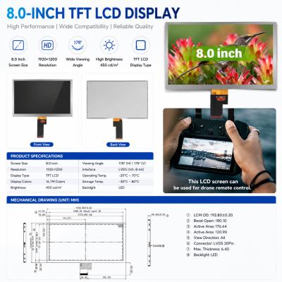 Industrial LVDS Display Module 1024x600 LCD Module Panel 8 Inch For HMI And