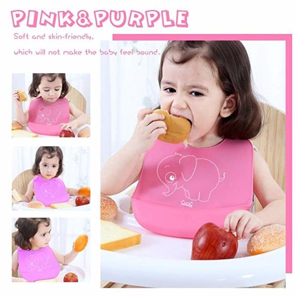 Waterproof Soft Silicone Baby Apron Bib Easily Wipes Clean Customized Size