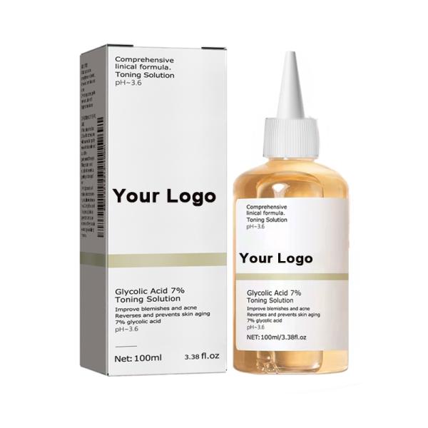 Solución tonificante de ácido glicólico de 7% para el tono facial para cuidado de la piel seca/grasa/sensible Exfoliante facial para adultos
