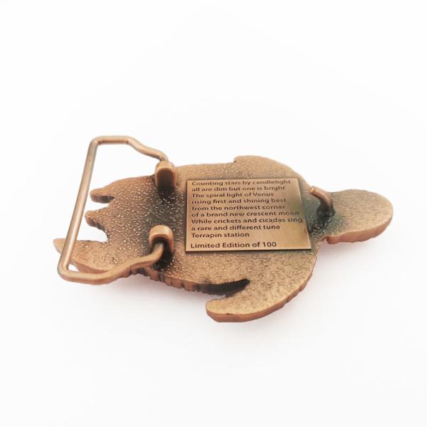Antique Copper Zinc Alloy Die Cast Belt Buckle With 3D Tortoise Design