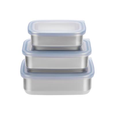 Straight-edge Stainless Steel Food Container With Silicone Lid