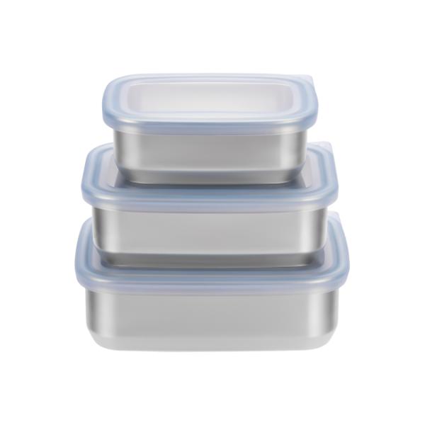 Straight-edge Stainless Steel Food Container With Silicone Lid