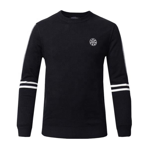 Wool Mens Warm Winter Sweaters / Crew Neck Sweater For Business Casual