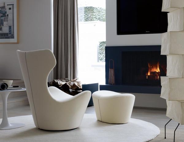 PU Leather Fiberglass Lounge Chair With Batholith High Back Single Seat