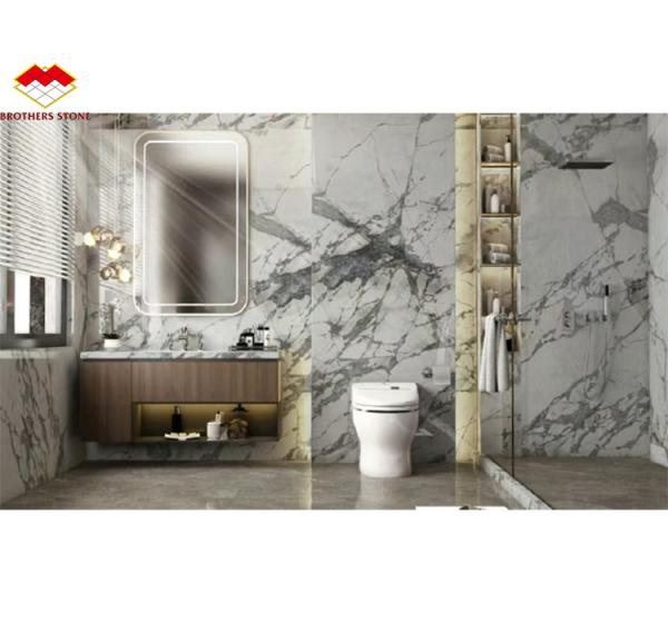 Polished Arabescato White Italian Marble Slab for Modern Wall and Round Dining Table