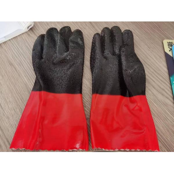 OEM Red Black PVC Dipped Gloves 30cm PVC Coated Insulated Gloves