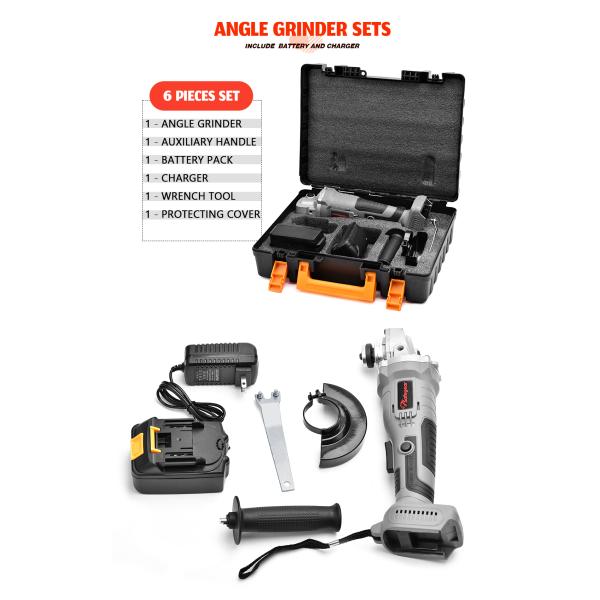 10000RPM Angle Grinder Cordless With Battery 4000mAh 21V Brushless Power Tool Kits