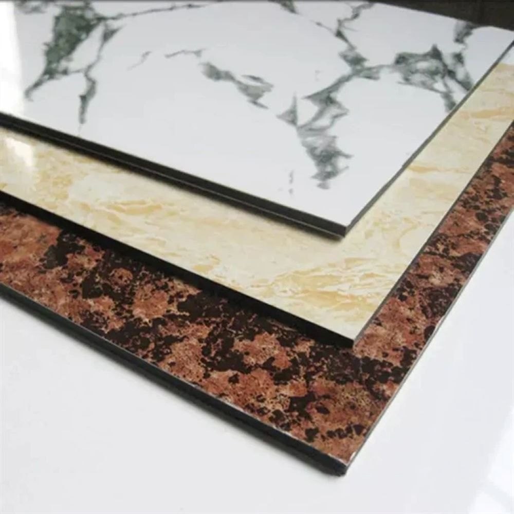 Bricks Design Black Marble Texture  Finish Aluminum Acp Cladding Sheets  For Building Wall Decoration 4MM 1.22*2.44m