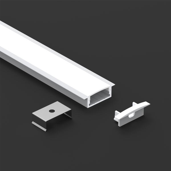 6063 T5 Recessed LED Profile with Sandblasting Oxidation for Embedded Installation in Lighting Systems