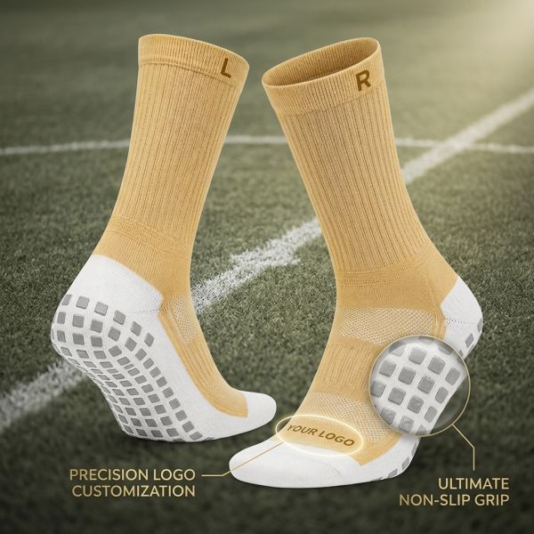 Custom Non Slip Men'S Soccer Socks Breathable Comfort Sports Training Grip Socks