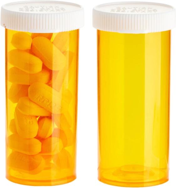 Empty Pill Bottles with Caps for Prescription Medication, 8-Dram Plastic Medicine Containers (Orange)