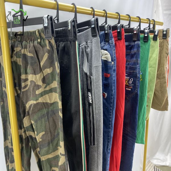 Casual Polyester Cotton Used Pants for Children Mixed Sizes Clean 95%-100% Grade