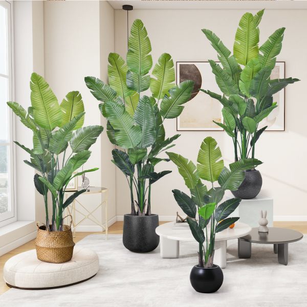 High Quality Real Touch Leaves Artificial Plant Strelitzia Nicolai Fire Resistant Faux Bird of Paradise for Indoor and Outdoor