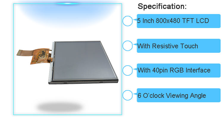 800x480 ili9341 Resistive LCD TFT Touch Screen Display Panel 5 Inch