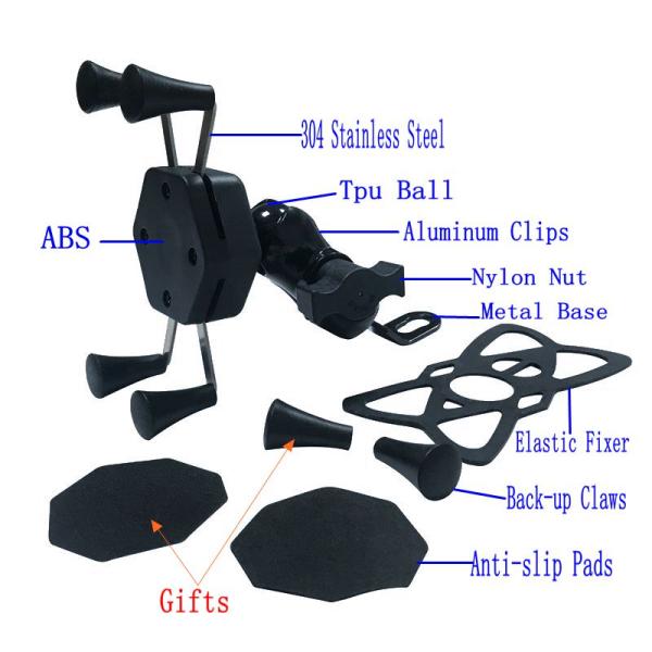 360 Degree Motorcycle Gps Mounting Brackets , OEM Iphone X Motorcycle Mount