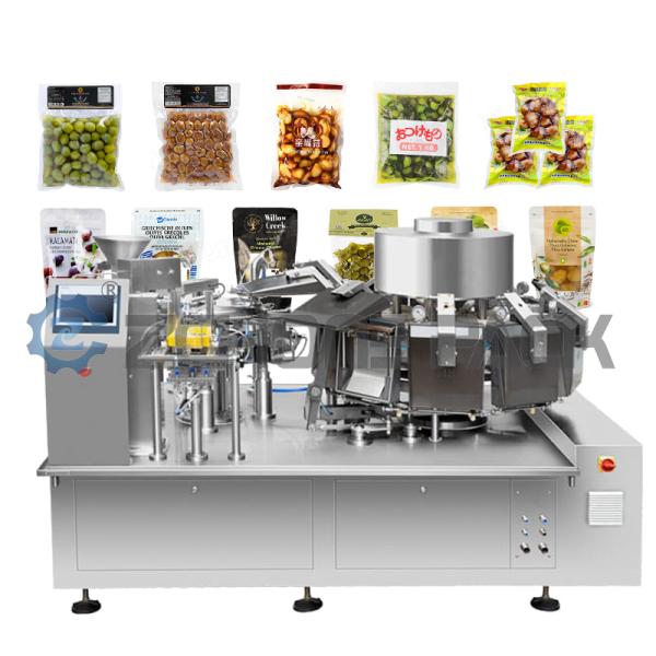 Máquina de embalaje rotativo multifunción de alimentación de bolsas totalmente automática