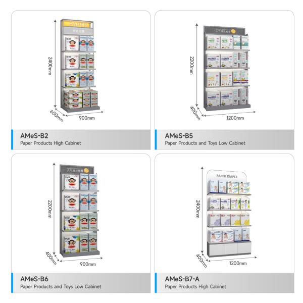 Infant Formula Cabinet Single-sided Wooden Shelf  with LED Light Strips for Maternity Shop Interior Design