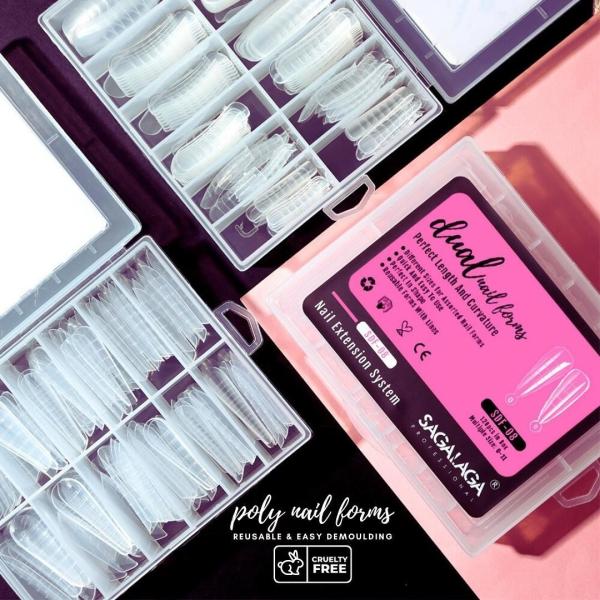 Lasting Time 2-3 Weeks Clear Nail Extension Form Tips Dual Nail Mold Full Cover Poly UV Gel Tools Acrylic Nail System Forms