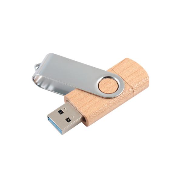 USB A and Type C together Wooden Memory USB With 0°C To 60°C Operating Range