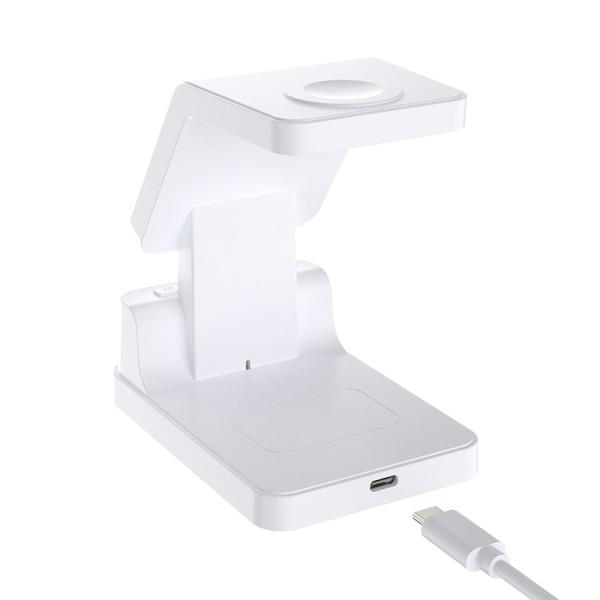Three In One Qi Wireless Charger Clock  Stand 15W FCC Certified