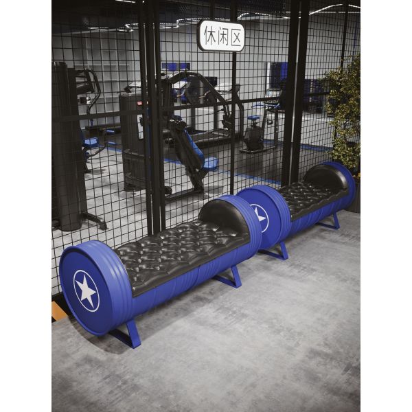 Commercial Industrial Metal Bench Compact Indoor Metal Benches Blue For Clothing Store