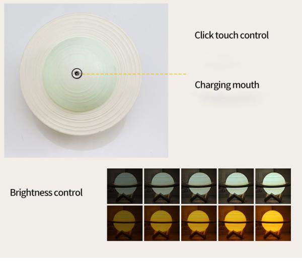 16 Colors LED Moon Lamp Lighting , 3D Printing USB Rechargeable Night Light