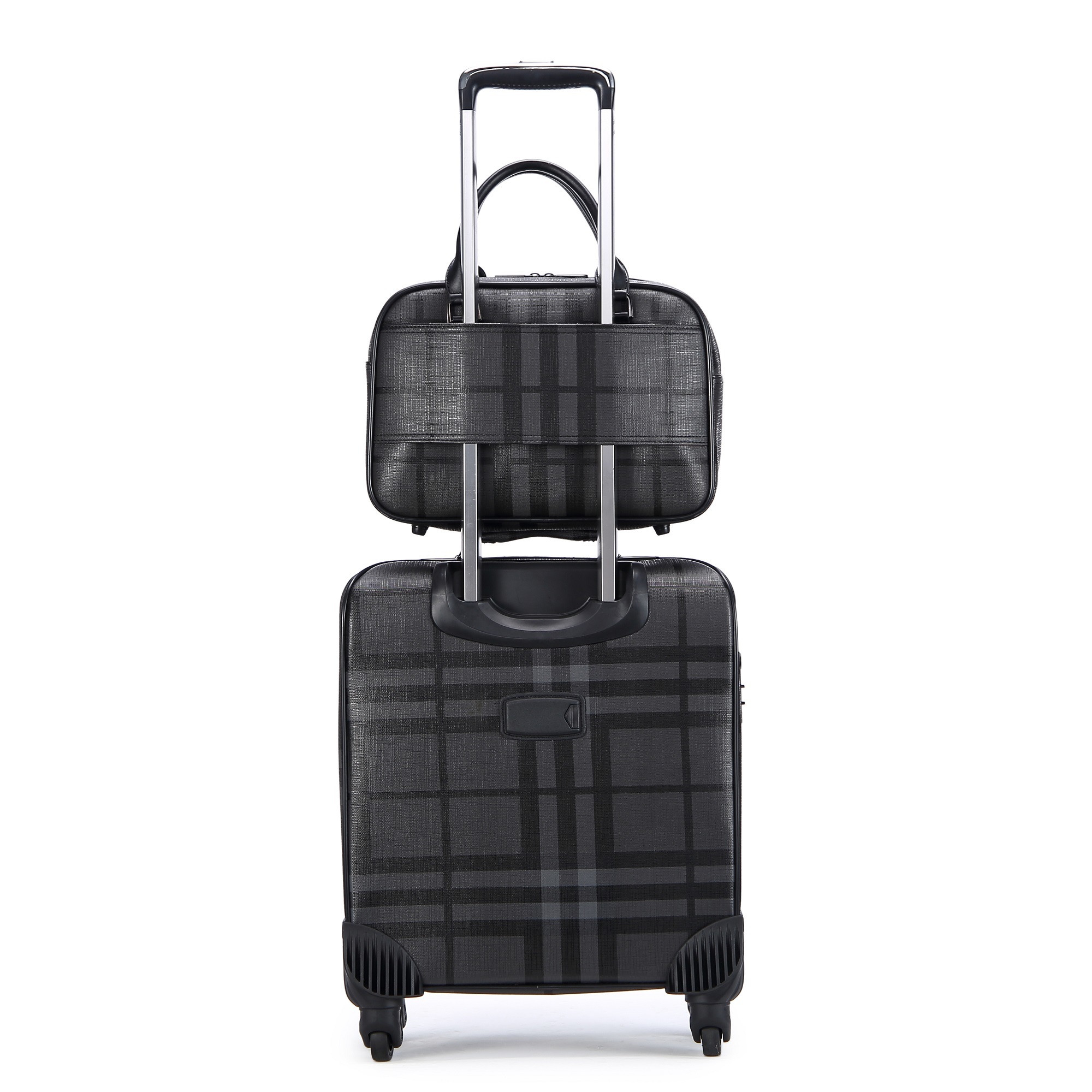 Unisex High Quality Aluminum Rod Trolley Suitcase New Design Leather Luggage with Spinner Caster PU Large Capacity Carry-On Set