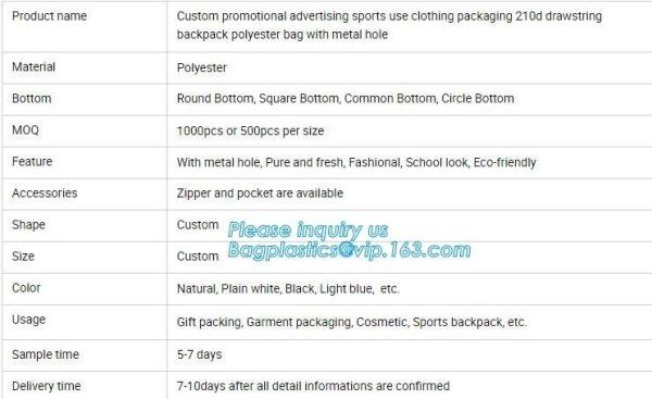 Custom Laundry Polyester Waterproof Drawstring Cosmetic Bag,custom long handle polyester supermarket shopping bag pack