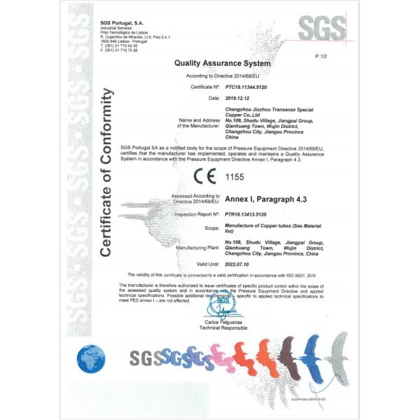 transense copper Сертификации