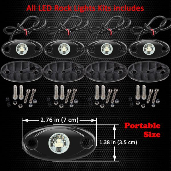 4 Pcs Offroad Rgb Rock Light For Jeep Bluetooth Control 9w Multicolor 6000K