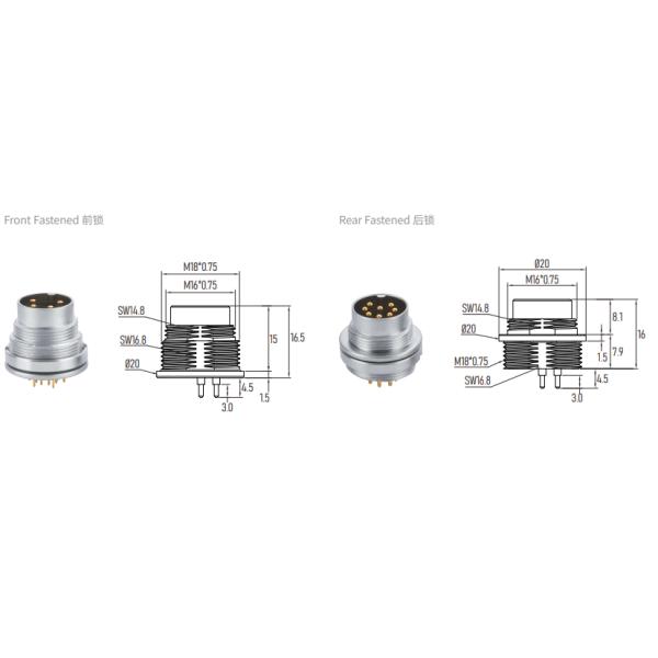 Фронт DC Pin 6A 250V 32V мужчины 4 кругового соединителя держателя M16 панели прикрепил